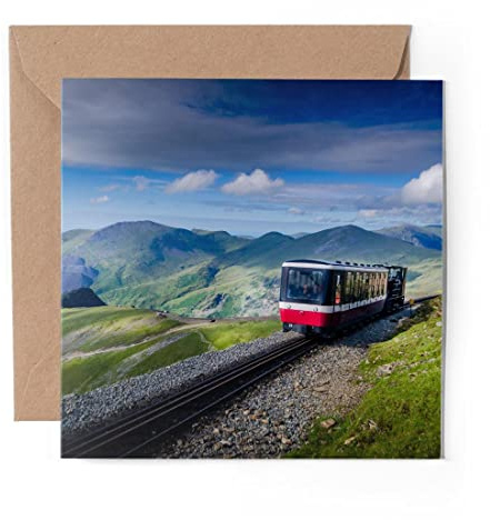 1 carte de vœux (insert photo) – Mont Snowdon Railway Train Pays de Galles – Vierge anniversaire célébration anniversaire #16567