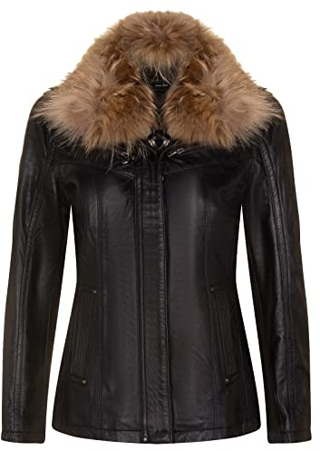 Chaqueta Motera de Piel Negro de Cordero Parker Para Mujer 2XL