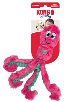 KONG Wubba Octopus Tug and Fetch Pipa hundleksak blandade färger (liten)