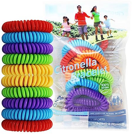 Mosquito Repellent Bracelet 10 Pack, Natural Anti Insect Wristbands for Kids & Adults, Waterproof, Lasts 10 Days, One Size
