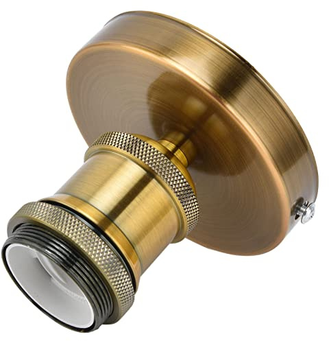 Douille de Lampe Vintage E26 E27, Support de Lampe Rétro pour Installation Apparente, Base de Luminaire avec Culot à Vis, 100-240V