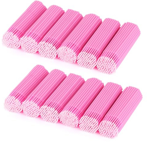 Tbestmax 1200 Pcs Micro Applicator Brush, Micro Swabs, Disposable Eye Lashes Mascara Wands for Eyelash Extension(Pink)