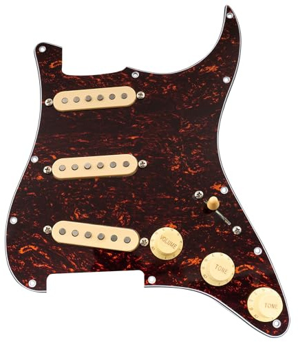 Musiclily Pro SSS Pre-wired Loaded Pickguard ST Gitarren Vorverdrahtetes Schlagbrett mit Artec Staggered Alnico 5 Single Coil Tonabnehmer für Fender Strat Style E-Gitarre, 3-lagig Mint Green