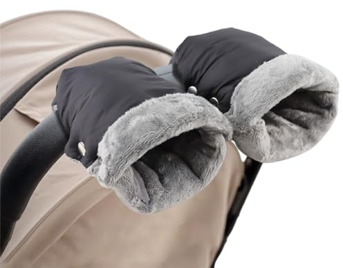 Stroller Hand Muff Windproof Anti-Freeze Pram Hand Warmer Warm Baby Stroller Gloves Pushchair Mittens (Black)