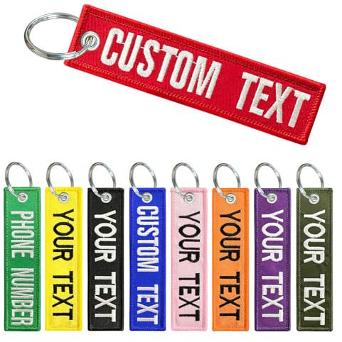 Personalized keychain, Customized Embroidered Keyring, Unisex Custom Gift