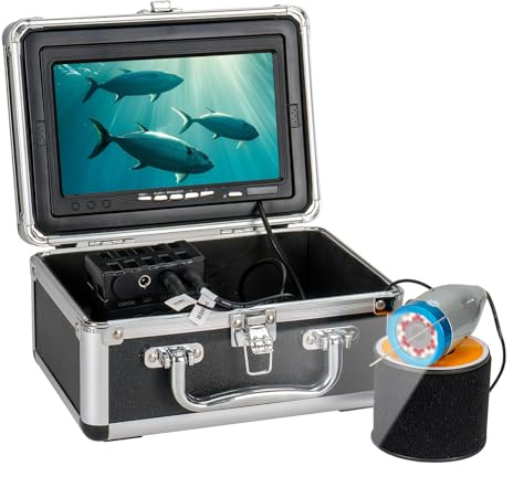 HD Underwater Fishing Camera 49FT,Upgraded 18 White+18 IR Lights 7'' 1080P DVR Monitor,Durable JQKJCAM Ice Fishing Camera Underwater,Waterproof IP68 Portable Fish Finder (15M Easy to use)