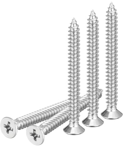 DTGN 50Pcs M5x50mm Flat Head Wood Screws, 304 Stainless Steel Phillips Self Tapping Screws - Good for Woodworking, Furniture - Silver