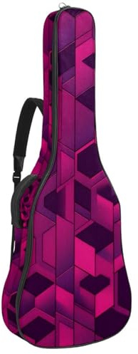 Akustikgitarre Tasche, Universal Gitarrentasche für 40/41/42 Zoll, wasserdichte Gigbag mit Schutzschicht, Pink Square Geometric, mehrfarbig, 42.9x16.9x4.7 in, Gitarrentasche