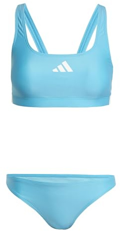 Adidas Damen 3 Stripes V-Back Bikini, Lucid Cyan/White, 38