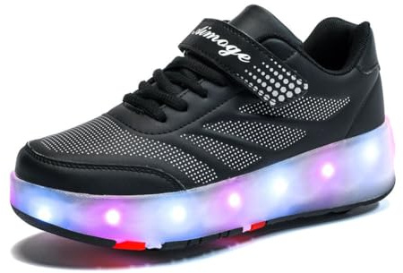 Pattinaggio a Rotelle, Scarpe Con Quattro Ruote per Ragazzi, Sportive Unisex, Nero, 37 EU
