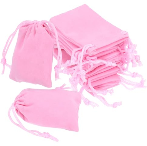 sourcing map 20 bolsas de terciopelo con cordones, bolsas pequeñas de joyería de 2 x 2.8 pulgadas, bolsas de regalo para organización y almacenamiento de joyas, color rosa
