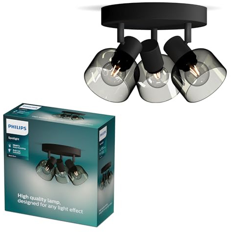PHILIPS Sleet LED 3er Spotleuchte auf runder Platte, E14 Lampe nicht enthalten, Schwarz, IP20