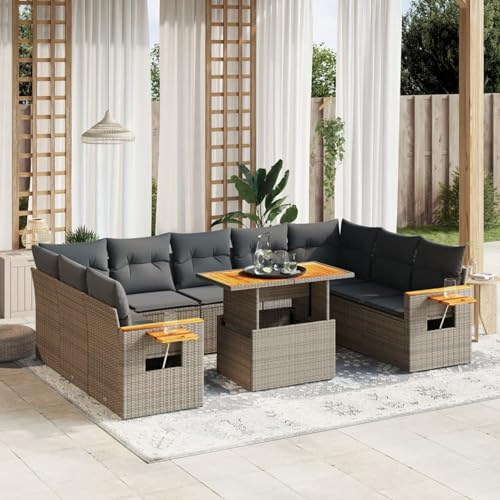 Amorsee Gartenlounge XXL Groß Verstellbare Tischplatte Ecklounge Lounge Möbel Outdoor Loungemöbel Set Rattan Gartensofa Garten Sofa Terrasse Gartenmöbel Set Sitzgarnitur Terrassenmöbel