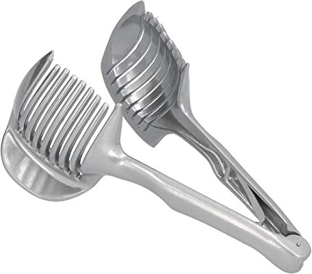 Tomatenschneider, Zitronenschneider, Edelstahl, Zwiebelschneider, handgehaltener Kartoffelschneider, runder Obstschneider, Zitronenschneiderhalter, runde Obstzange für