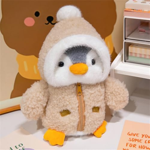 champracer Pinguin Kuscheltier, 25 cm Großes Stofftier-Plüschtier, Pinguin Plüschtier Geschenk für Mädchen, Kinder (Braun)