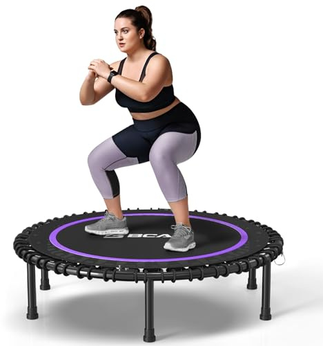 BCAN 40 Adult Fitness Trampoline with Durable Bungees, Stable & Quiet Exercise Rebounder,Great Mini Trampoline for Indoor/Garden Workout - Purple