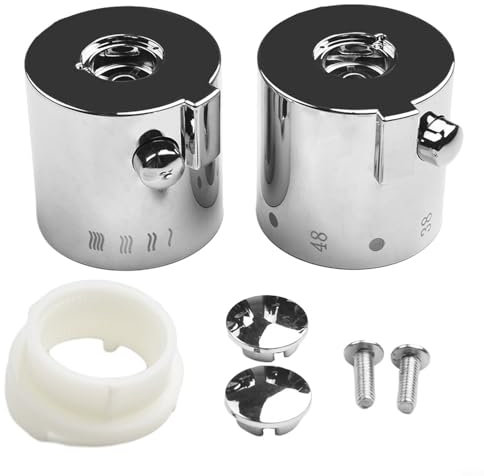 babominimer Thermostatic Shower Handle Knobs, 1 Pair Shower Temperature Control Handle Knob Chrome Thermostatic Handle Bathtub Faucet Knobs Hot and Cold Faucet Replacement