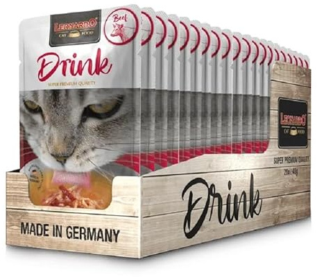 Leonardo Drink | Sopa para Gatos | Altamente Hidratante | Varios Sabores | 20x40Gr | (20x40Gr, Ternera)