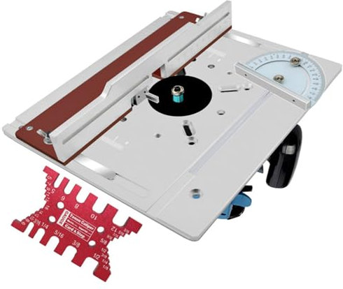 Router Base Plate, Woodworking Router Table Mounting Plate Router Table Insert Plates with Backing Push Plate and 180° Angle Gauge Multi Function for Woodworking (Set of 4)