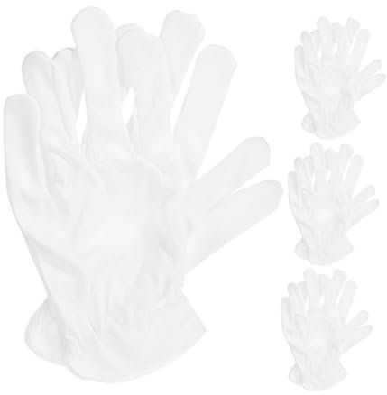 KITANDOVE 4 Paar Weiße Mikrofaser Handschuhe Atmungsaktiv Antistatisch Für Juweliergeschäfte Optikreinigung Schutzhandschuhe