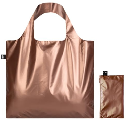 LOQI METALLIC Rose Gold Bag with Zip Pocket