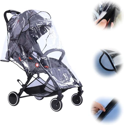 Rain Baby Stroller Cover Universal Rain and Weather Shield for Pushchair, Pram, Windproof, Waterproof, Sun, Dust, Snow Protection, Black