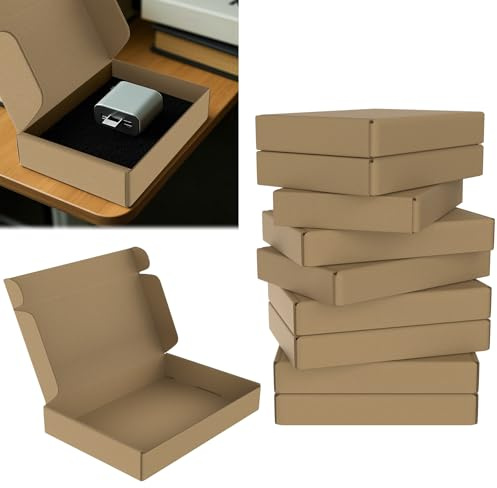 UISEBRT 20 stycken förpackningslådor, hopfällbar låda av wellpapp för varor, presentlåda, brun maximal brevlåda, dokumentlåda för frakt av små varor, postlådor (32 x 22 cm)