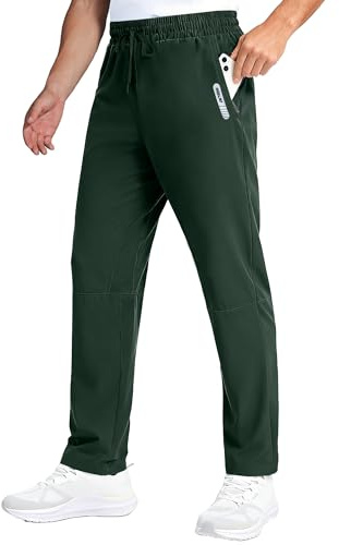 Holure 1/2-pack träningsbyxor för män med blixtlåsfickor, lätta snabbtorkande löparbyxor, atletiska gym joggingbyxor, Armégrönt, XL