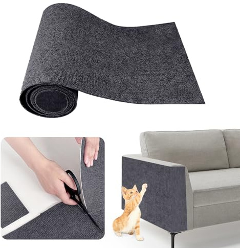 Janety kratzmatte Katze, 200cm*40cm DIY Trimmbar Selbstklebende Teppich, kratzbrett Katze, Selbstklebende kratzmatte für Katzen, kantenschutz Couch Katze für Möbel Türen（dunkelgrau）