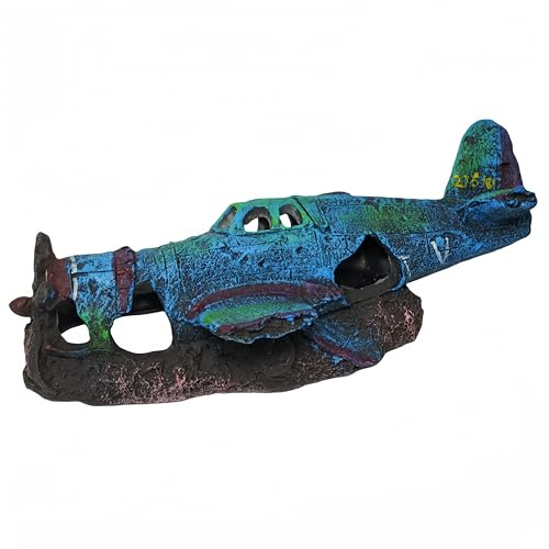 Aquarium Landscaping Decoration Plane Wreck Fish Shelter Fish Tank Decoration Medium Large Fish Garden Pond Ornament Hideouts