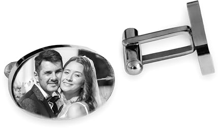 Contento | Personalisierte Manschettenknöpfe aus Edelstahl mit Fotogravur & Textgravur | Personalisierbar | Geschenk für Männer | Gravur in Unterschiedlichen Varianten