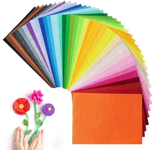 40 piezas de tela Flet, láminas de fieltro de colores, cuadrados de fieltro para manualidades, material de manualidades, láminas de fieltro suave y grueso para costura, bricolaje, arte (20 x 30 cm)