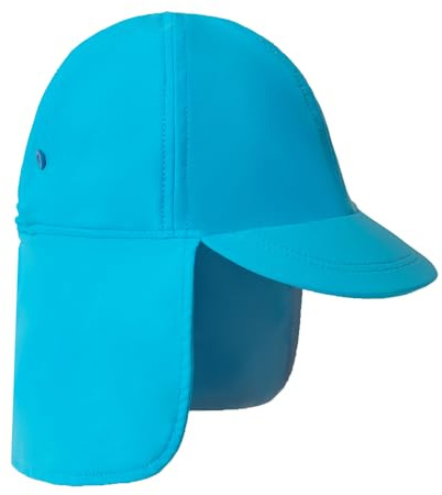 Gåvor behandla legionärers mössa, UPF 50+ solskydd badmössa klaffhatt för barn, snabbtorkande solhatt för pojkar med nackskydd för strand kust pool, Ren blå, 6-8 År