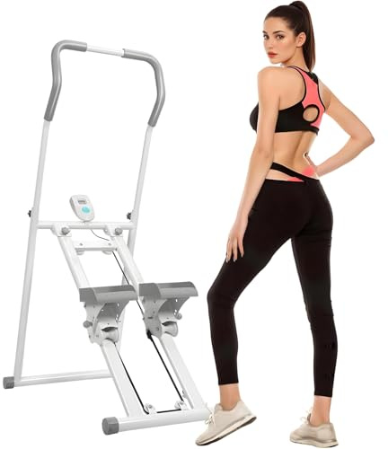 Stair Stepper für Home Gym Übung, Vertical Climber Maschine für Ganzkörper-Workout, Kompakte Faltbare Cardio Übung Climber mit erweiterter Schrittweite, verstellbare Lenker & Pedale (Grau)