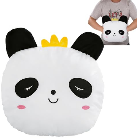 Coussin panda en peluche, chauffe-mains, coussin super doux, 30 x 27 x 13 cm, cadeau panda mignon, coussin décoratif, réduction du stress, peluche pour lit, voiture et maison, blanc