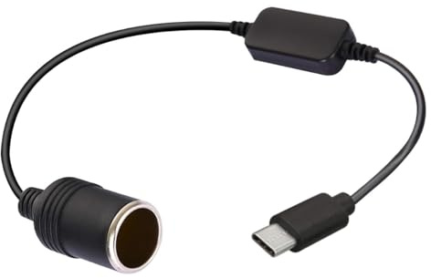 USB-C auf Zigarettenanzünder Adapter 5V auf 12V | USB Type-C zu Zigarettenanzünder Buchse Konverter mit Sicherheitsschutz | Auto Adapter für Dashcam, GPS, LED Innenlicht, DVR, Luftreiniger