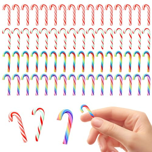 100 Stück Mini Zuckerstangen Weihnachtsdeko Deko 4 Stile DIY Weihnachtsbaumschmuck Hängende Zuckerstangen Aus Ton 27mm Weihnachten Anhänger Ornamente für Weihnachtsbaum Weihnachts Themenparty