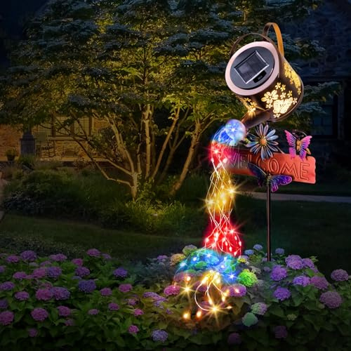 Solar Watering Can Light, Solar Lights Outdoor Decor, Garden Decor Lights for Yard, IP65 Waterproof Hanging Lantern Lights, Gifts for Women Mom, for Yard Patio Lawn Pathway Landscape (Multicolour)