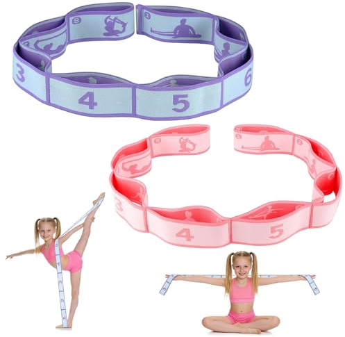 Ceinture de yoga élastique Sangle de yoga Sangle d'étirement avec Boucles sangles d'étirement des jambes pour Danse Pilates Gymnastique étirement Efficace