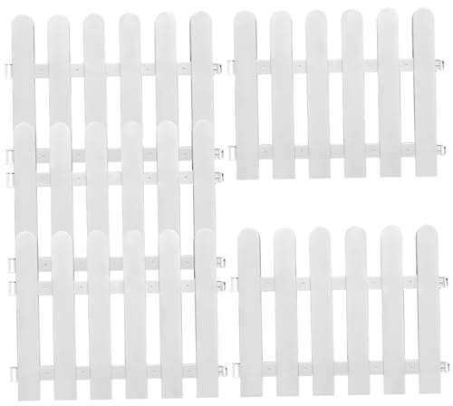 Recinzione da giardino bianca, staccionata bianca da 5 pezzi, elegante siepe con inserti in picchetto in plastica, bordo decorativo protettivo per prato per giardino, paesaggistica, fattorie, 50*40 c