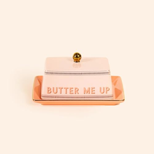 Yvonne Ellen Ceramic Butter Dish with Lid | Ceramic Butter Dish, Small Porcelain Butter Container, Pink Butter Dish with Lid, Airtight Butter Dishes | 17cm x 7cm
