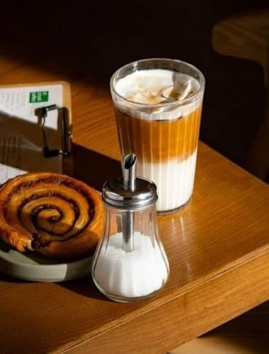 Azucarero de Vidrio 21cl – Set de 12 Unidades – Diseño Abombado y Tapa Roscable de Cierre Seguro