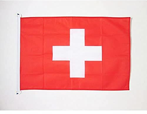 AZ FLAG Bootsflagge Schweiz 90x60 cm Mesh-Polyester Kunststoffringe | Für außen und Boote Helvetische Bootsflagge wetterfest mit doppelten Nähten und verstärkten Kanten