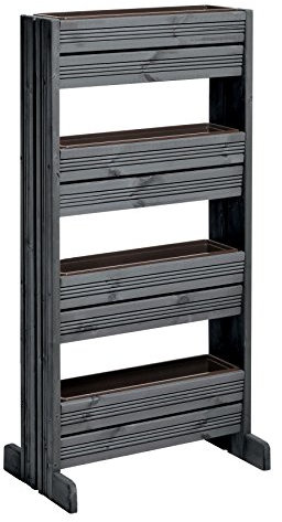 GASPO Vertikalbeet für Balkon und Garten | Hochbeet aus Holz | T 39,5 cm x H 133 cm x B: 65,5 cm, Vintage-grau | einfache Montage ohne Werkzeuge