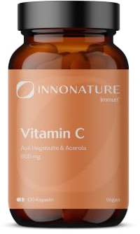 Hochdosiertes 600mg natürliches Vitamin C aus Acerola-Extrakt und Hagebutte-Extrakt. 120 Kapseln im 2 Monatsvorrat. Hohe Verwertbarkeit, vegan + hergestellt in DE.