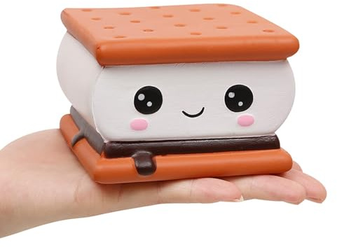 Anboor Squishies Smore Slow Rising Squishy Toy for Kids Soft Cookies Sandwich Scented Stress Relief Realistic Food Cute Squeeze Squish Toy