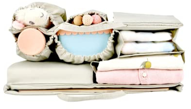 lilibell Classic - Baby Wickeltasche Handtasche Organizer, zahlreiche Fächer, wasserabweisend und waschbar flexibel für Shopper/Rucksäcke - Bag in Bag (Grau)