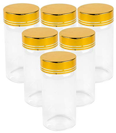 Botella de Vidrio Transparente de 24pcs de 100ml, Hermosa Cubierta de Aluminio Plateado, Regalo de Almacenamiento de Botella de Vidrio Botella Vacía puede Decoración Regalo de Boda (24,100 ml)