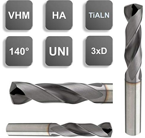 VHM 3xD Bohrer, TiALN, 140°, HA, Hochleistungsbohrer Universalbohrer 1-20 mm, Größe: 14,5 x 45 x 65 x 115 - d2=16 mm