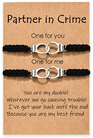 Best Friend Friendship Bracelets for 2 Partners in Crime Bracelets for 2 Guy Best Friend Handcuff Matching Bracelet for Women Men Bestie
